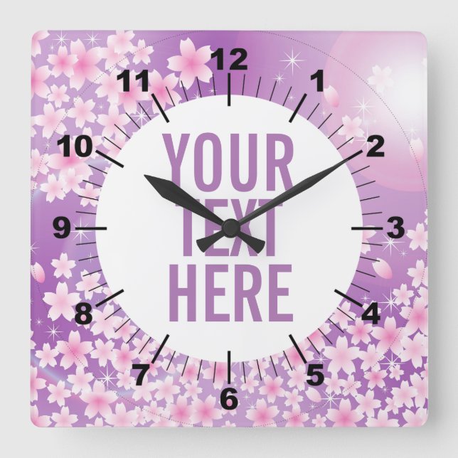 Floral Square Wall Clock (Front)