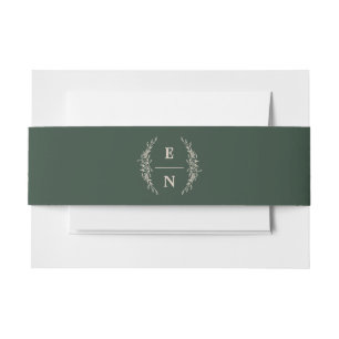 Floral Stacked Initials Monogram Wedding Invitation Belly Band