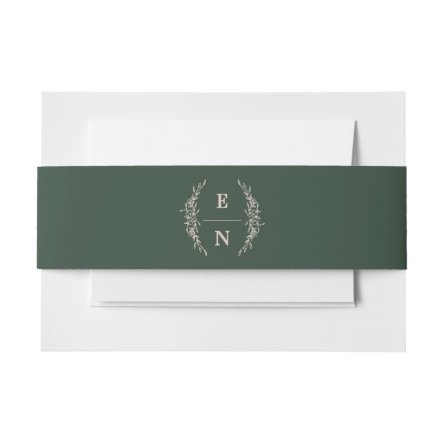 Floral Stacked Initials Monogram Wedding  Invitation Belly Band (Front Example)