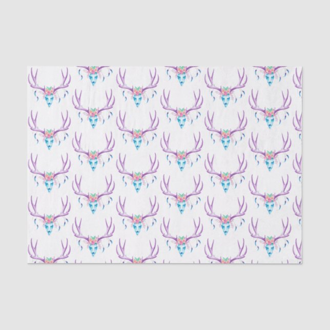 Floral Stag Skull Tissue Paper (Front)