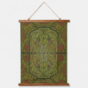 Floral Stained Glass Art Design  Hanging Tapestry