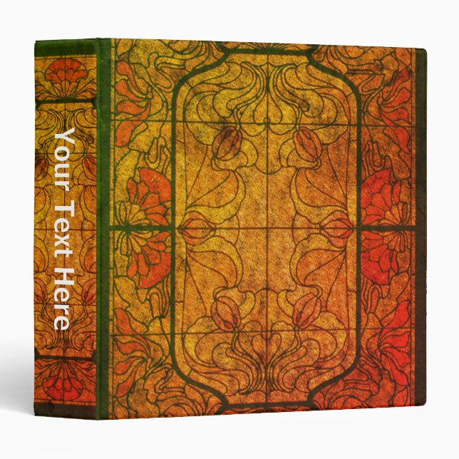 Floral Stained Glass Art Design Personalized Binder (Front/Spine)