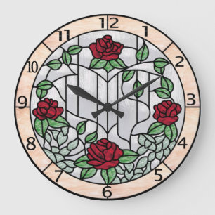 floral stained glass clock