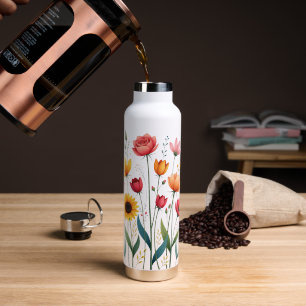 Floral Stainless Steel Water Bottle   Insulated Ec