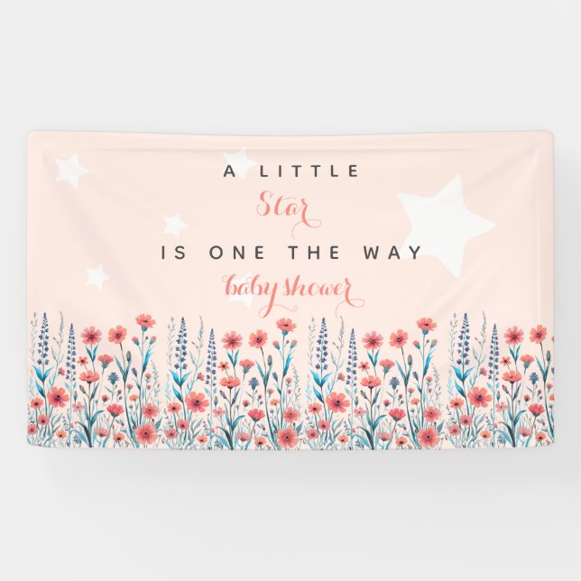 Floral Star Baby Shower Banner (Horizontal)