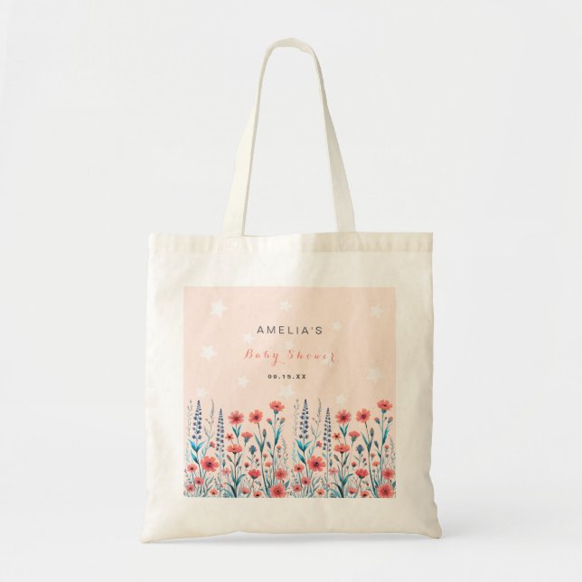 Floral Star Baby Shower Tote Bag (Front)