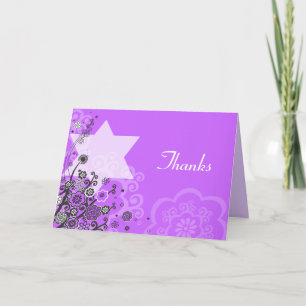 Floral Star Jewish Baby Naming Carte de remercieme