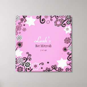 Floral Star of David Bat Mitzvah Sign-In Board Canvas Print