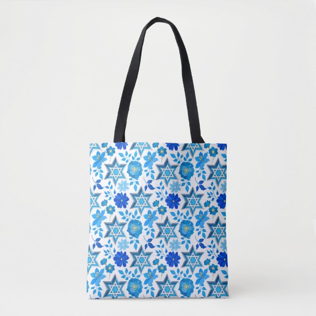 Floral star of david tote bag (Front)