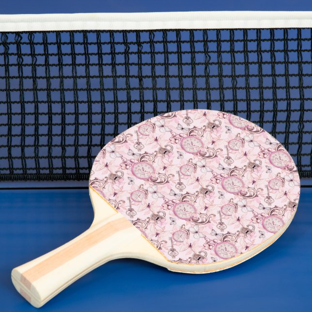 Floral Steampunk Clockwork - Cherry Blossoms Ping Pong Paddle (Insitu)