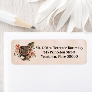 Floral Steampunk Flying Heart Adresse de retour