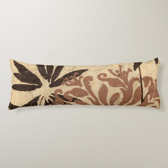 Floral Stencil Design with Tawny Leaves Body Pillow (Front)