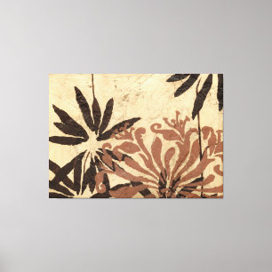 Floral Stencil Design with Tawny Leaves Canvas Print