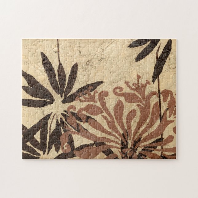 Floral Stencil Design with Tawny Leaves Jigsaw Puzzle (Horizontal)