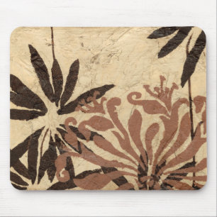 Floral Stencil Design with Tawny Leaves Mouse Pad