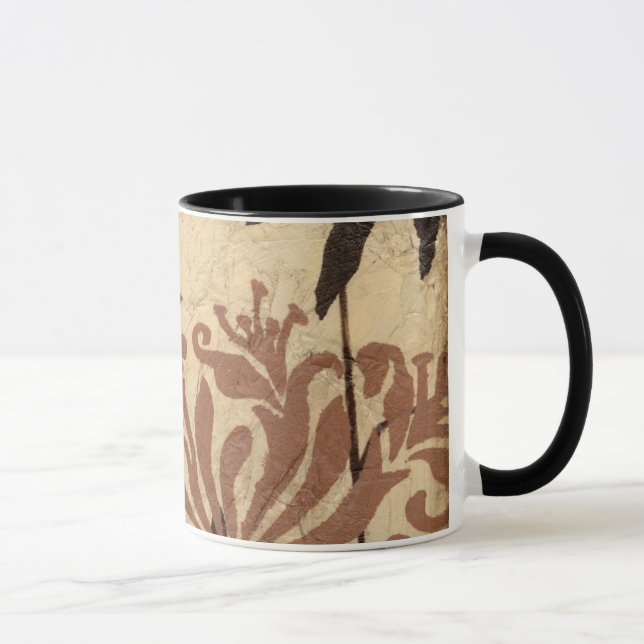 Floral Stencil Design with Tawny Leaves Mug (Right)