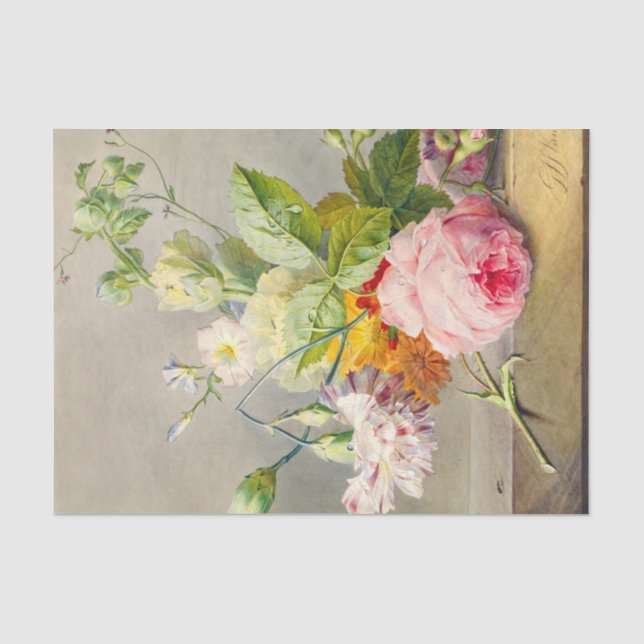 Floral Still Life by Georgius  Johannes van Os Tissue Paper (Front)