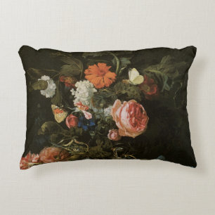 Floral Still Life Flowers in Vase, Vintage Baroque Decorative Pillow