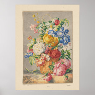 Floral Still Life with vintage border Poster