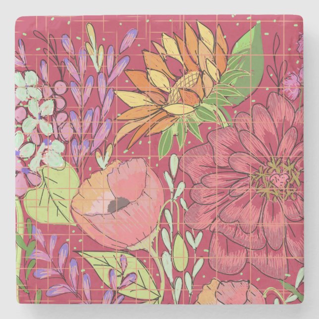 Floral stone coaster (Front)