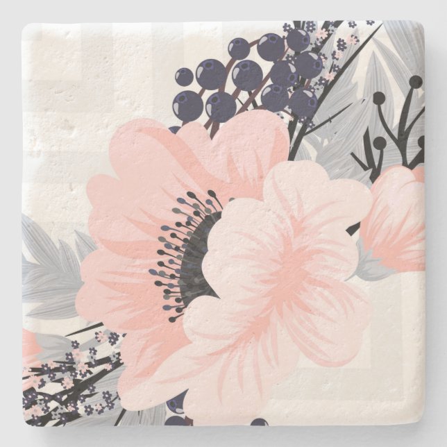 Floral Stone Coaster (Front)