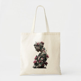 Floral Stone Goddess Tote Bag