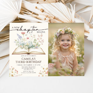 Floral Storybook A New Chapter Birthday Invitation