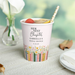Floral Storybook Her Next Chapter Bridal Shower Paper Cups