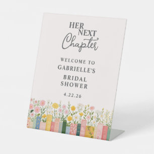 Floral Storybook Her Next Chapter Bridal Shower  Pedestal Sign