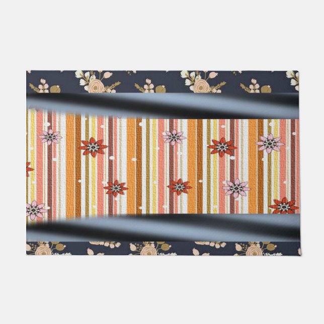 Floral Stripe Door Mat (Front)
