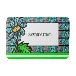 Floral Stripe Grandma Bathroom Bath Mat