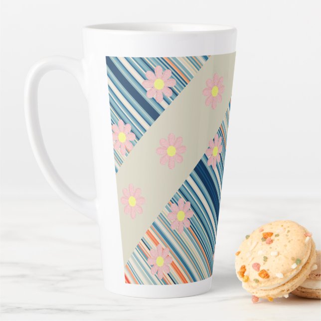 Floral Stripe Latte Mug (In Situ)