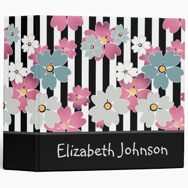 Floral, striped binder (Front/Spine)