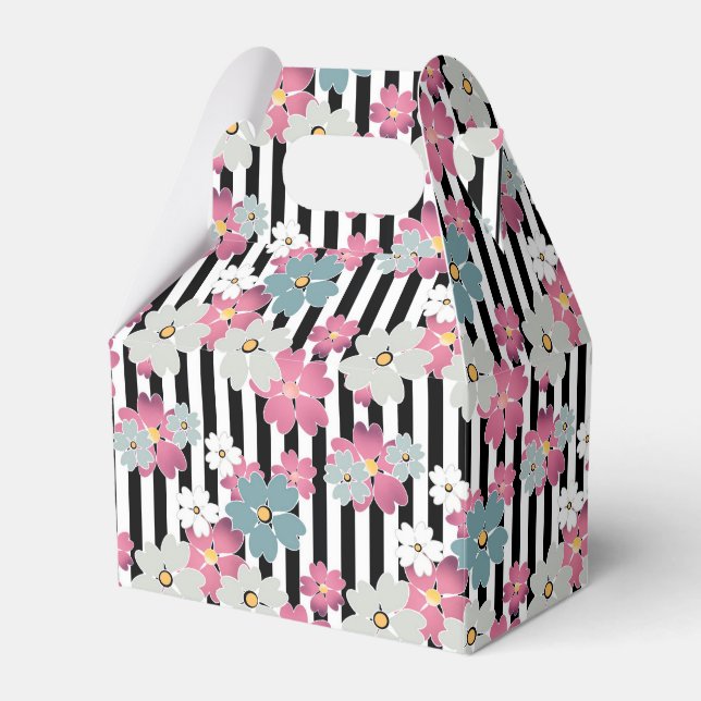 Floral, striped favor box (Front Side)