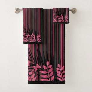 Floral, striped, retro bath towel set