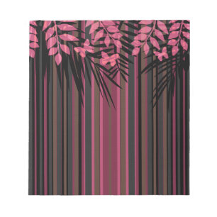 Floral, striped, retro notepad