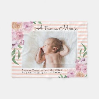 Floral Striped Stats Baby Blanket