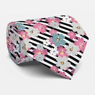 Floral, striped  tie