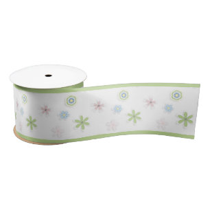 Floral & Stripes Pastel Baby Shower Satin Ribbon