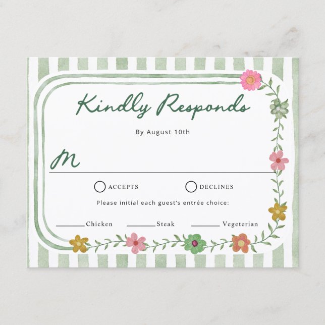 Floral Stripes RSVP Cards (Front)