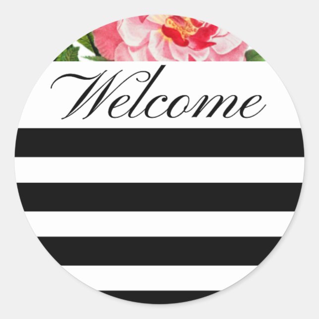 Floral & Stripes Stickers | Hostess Welcome Gifts (Front)