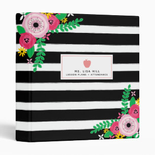 Floral Stripes Teacher Binder