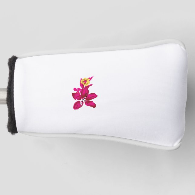 Floral Style, ArtyClick Crimson, Light Gold Golf Head Cover (Front)