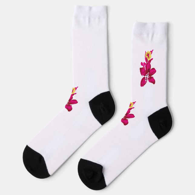Floral Style, ArtyClick Crimson, Light Gold Socks (Left)