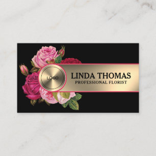 Floral style roses metallic cover business card