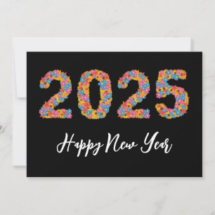 Floral style simple happy new years cards 2025