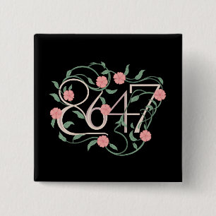 Floral Subtle Anti Trump 8647 86 47 Boho 2 Inch Square Button