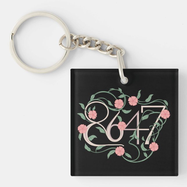 Floral Subtle Anti Trump 8647 86 47 Boho Keychain (Front)