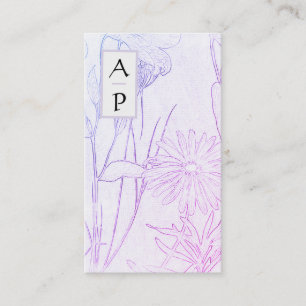 *~* Floral Subtle Flowers Neutral QR Photo Logo Bu Business Card
