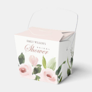 FLORAL SUBTLE SOFT BLUSH PINK ROSE BRIDAL SHOWER FAVOR BOX